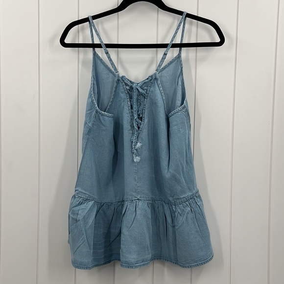 🆕Hem & Thread Lace Up Back Tank Top S,M & Large Available Light Blue Halter - Picture 7 of 8